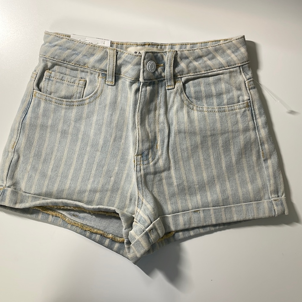 PacSun shorts, size 23, Mom short, blue and white stripe. Brand new